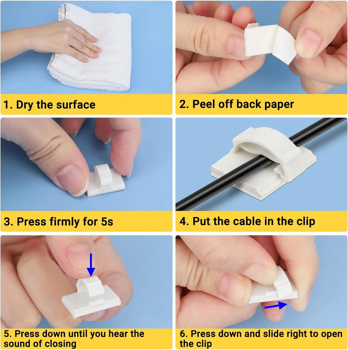 Self-Adhesive Cable Organiser Clips